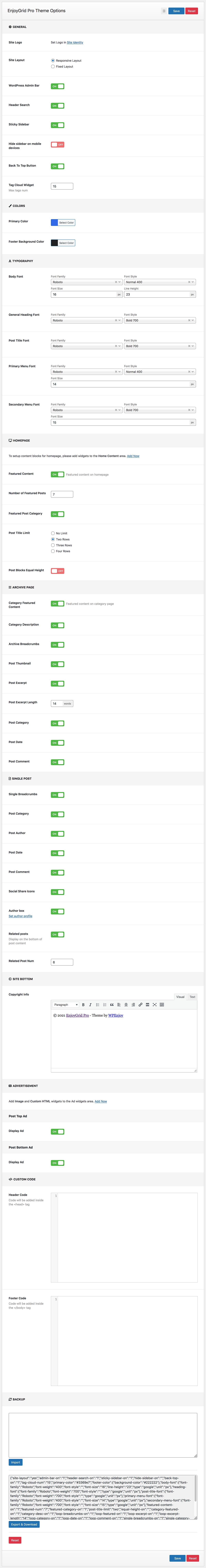 enjoygrid pro all options